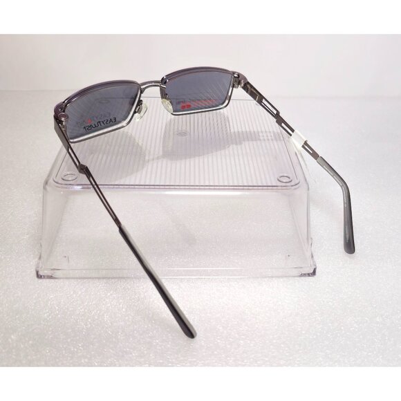 Rectangular Silver Metal Full Rim EasyTwist Polarized Clip-on Glasses 51-16-135 - Picture 8 of 13